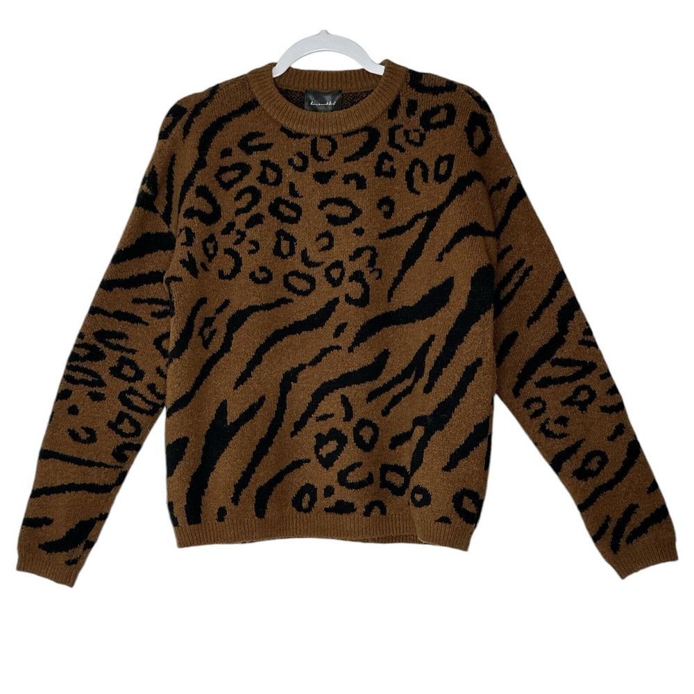 REVOLVE LINE & DOT  Sweater Women Small Oversized  Soft Relaxed Cheetah‎ Print